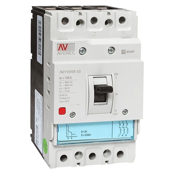 Выключатель автоматический в литом корпусе AV-POWER-1/3 160А 80кА TR EKF