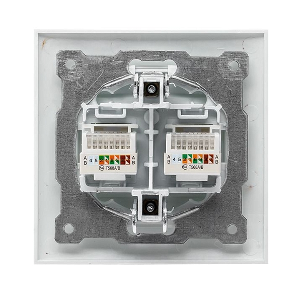 Валенсия розетка компьютерная RJ-45 2-местная белая EKF