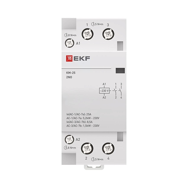 Контактор модульный КМ 25А 2NO 230В АС (2 мод.) PROXIMA EKF