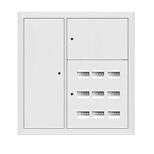 Щит этажный 9 кв. RAL9003 3 окна в ряд по гориз. слаботочный отсек слева (1000x950x150) EKF PROxima
