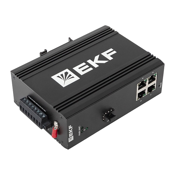 Промышленный управляемый коммутатор уровня L2 ML2-1GX/SFP-4GTP, 1 порт 1000Base-X SFP, 4 порта 10/100/1000Base-T(X) RJ45 c PoE, монтаж на динрейку TSX EKF