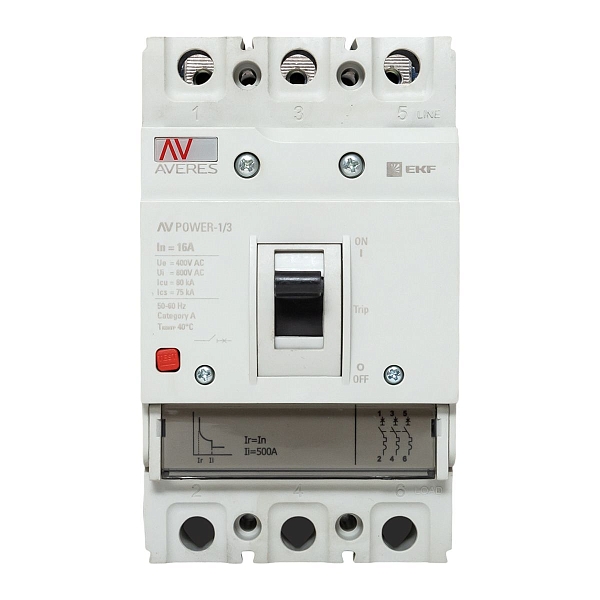 Выключатель автоматический в литом корпусе AV-POWER-1/3 16А 80кА TR EKF