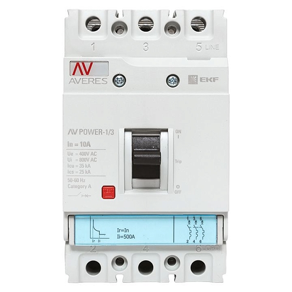 Выключатель автоматический в литом корпусе AV-POWER-1/3 10А 35кА TR EKF