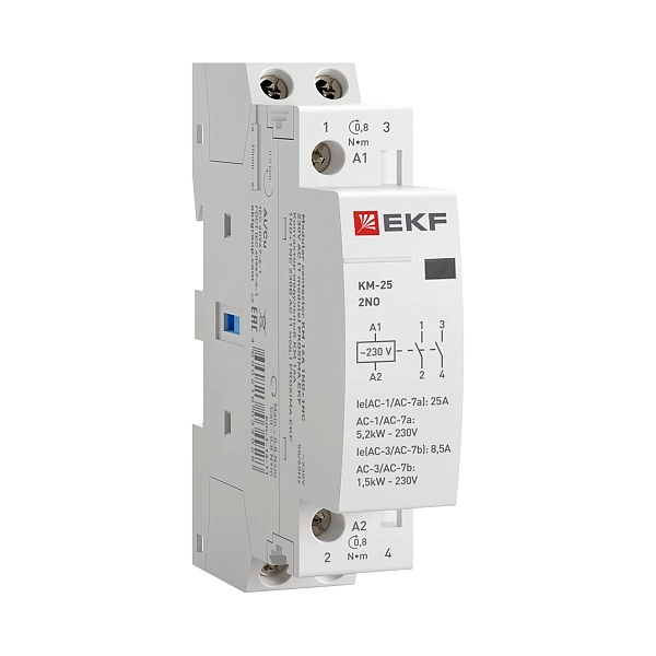 Контактор модульный КМ 25А 2NO 230В АС (1 мод.) PROXIMA EKF