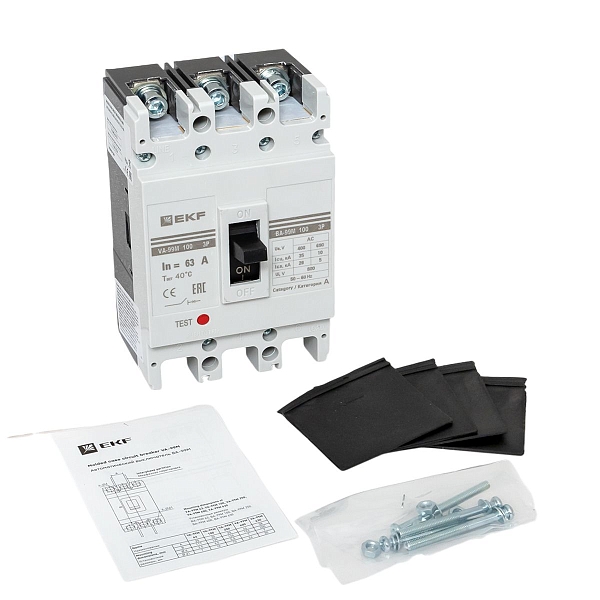 Выключатель автоматический в литом корпусе ВА-99М 100/63А 3P 10In 35кА с термомагнитным расцепителем EKF