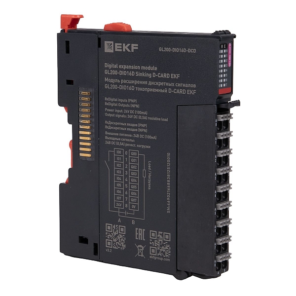 Модуль расширения дискретных сигналов GL200-DIO16D токоприемный D-CARD EKF