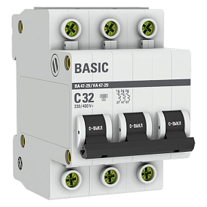 Автоматический выключатель ВА 47-29 3P 32А (C) 4,5кА BASIC