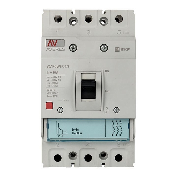 Выключатель автоматический в литом корпусе AV-POWER-1/3 20А 35кА TR EKF