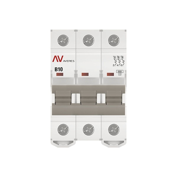 Выключатель автоматический AV-6 3P 10A (B) 6kA EKF AVERES