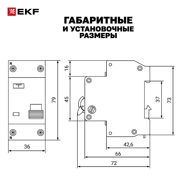 Автоматический выключатель дифференциального тока АД-12 1P+N 20А характеристика C 30мА тип АС электронный 4,5кА BASIC 