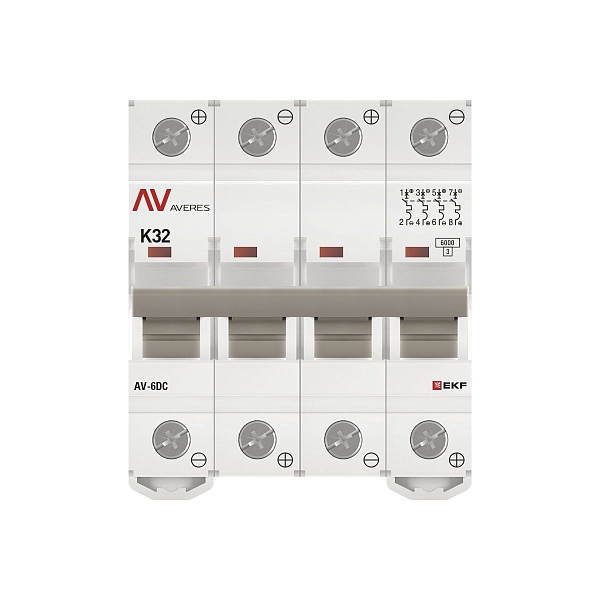 Выключатель автоматический AV-6 DC 4P 32A (K) 6kA EKF AVERES