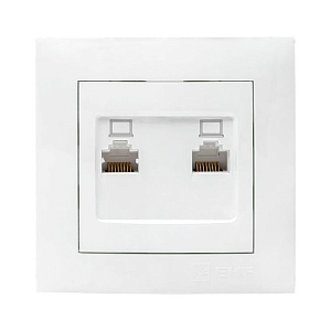 Валенсия розетка компьютерная RJ-45 2-местная белая EKF