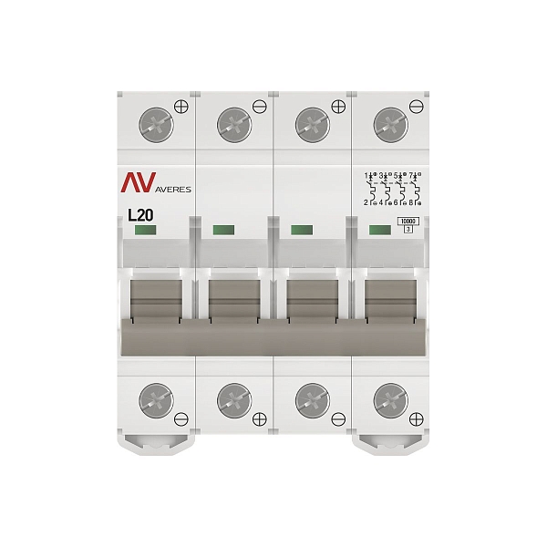 Выключатель автоматический AV-10 DC 4P 20A (L) 10kA EKF AVERES