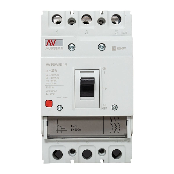Выключатель автоматический в литом корпусе AV-POWER-1/3 25А 80кА TR EKF