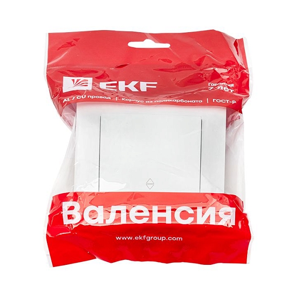 Валенсия выключатель 1-кл. 10А белый проходной EKF