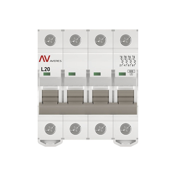 Выключатель автоматический AV-6 4P 20A (L) 6kA EKF AVERES