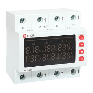 Трехфазное реле напряжения и тока с дисп. MRVA 63A EKF