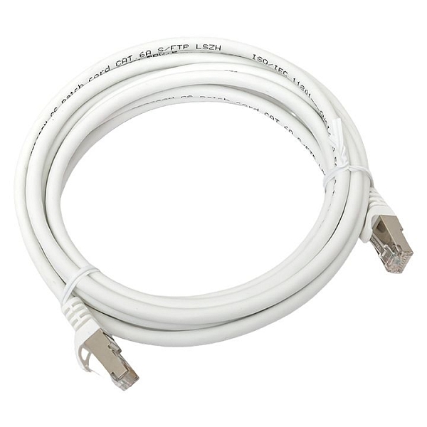 Патч-корд TERACOM CS Cat.6A экранированный S/FTP оболочка LSZH белый (3,0м)