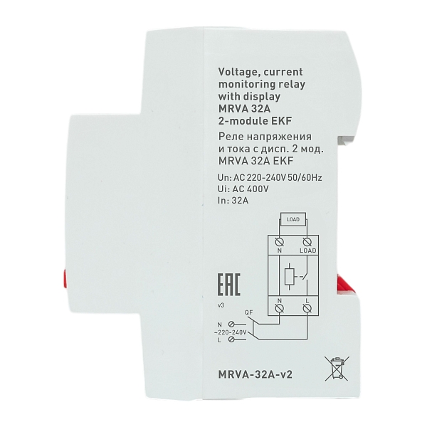 Реле напряжения и тока с дисп. 2 мод. MRVA 32A EKF
