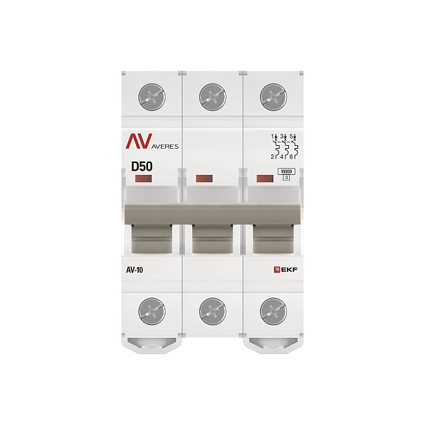 Выключатель автоматический AV-10 3P 50A (D) 10kA EKF AVERES