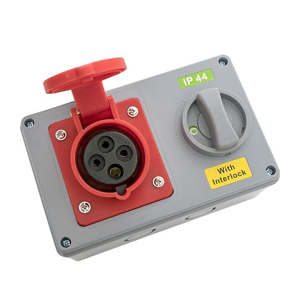 Розетка с блокировкой и выключателем 1414 3Р+РЕ 16А 380В IP44 EKF