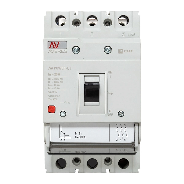 Выключатель автоматический в литом корпусе AV-POWER-1/3 25А 80кА TR EKF