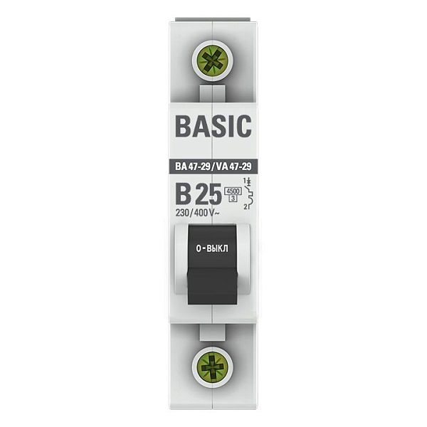 Автоматический выключатель ВА 47-29 1P 25А (B) 4,5кА BASIC