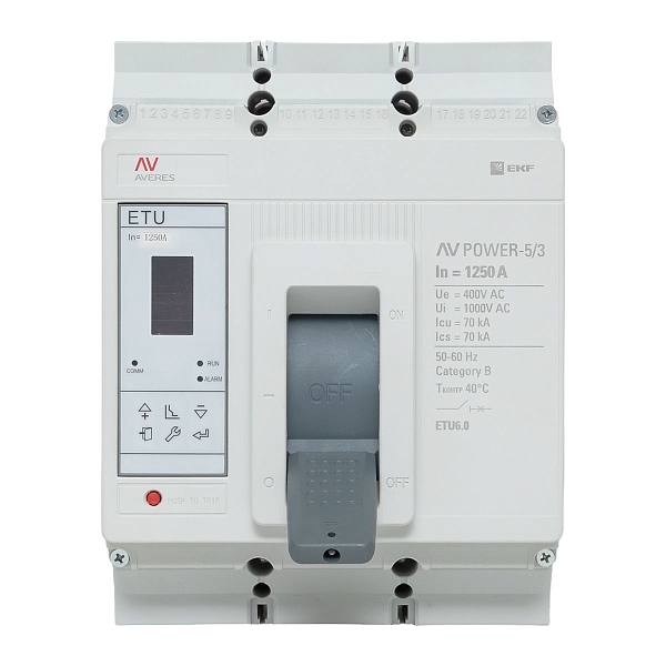 Выключатель автоматический в литом корпусе AV-POWER-5/3 1250А 70кА ETU6.0 EKF