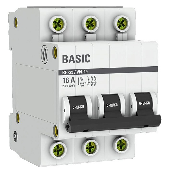 Выключатель нагрузки ВН-29 3P 16А BASIC
