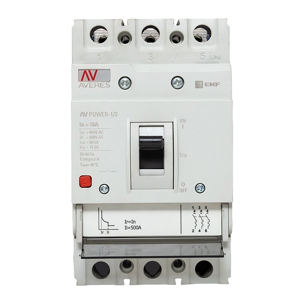 Выключатель автоматический в литом корпусе AV-POWER-1/3 16А 80кА TR EKF