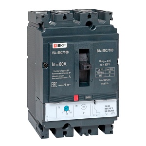 Выключатель автоматический в литом корпусе ВА-99C 100/80А 3P 35кА с термомагнитным расцепителем EKF