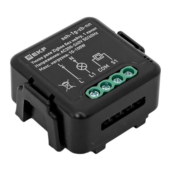 Умное реле в подрозетник 1-канальное без нейтрали Zigbee EKF Connect Select