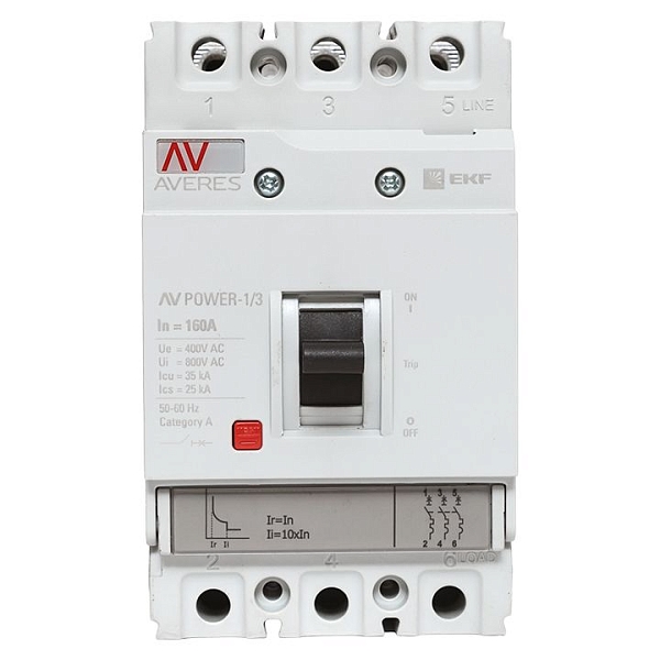 Выключатель автоматический в литом корпусе AV-POWER-1/3 160А 35кА TR EKF