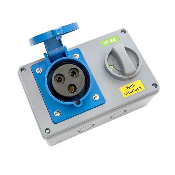 Розетка с блокировкой и выключателем 1423 2Р+РЕ 32А 220В IP44 EKF