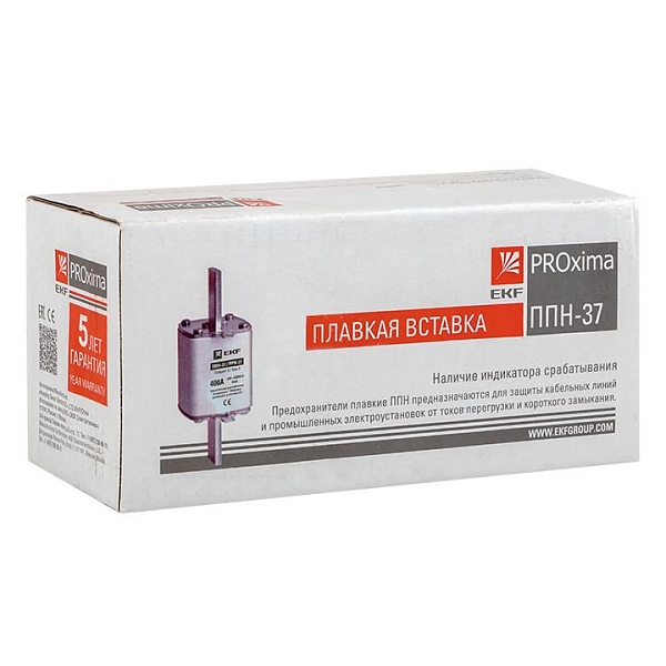 Плавкая вставка ППН-37 400/100А габарит 2 EKF 