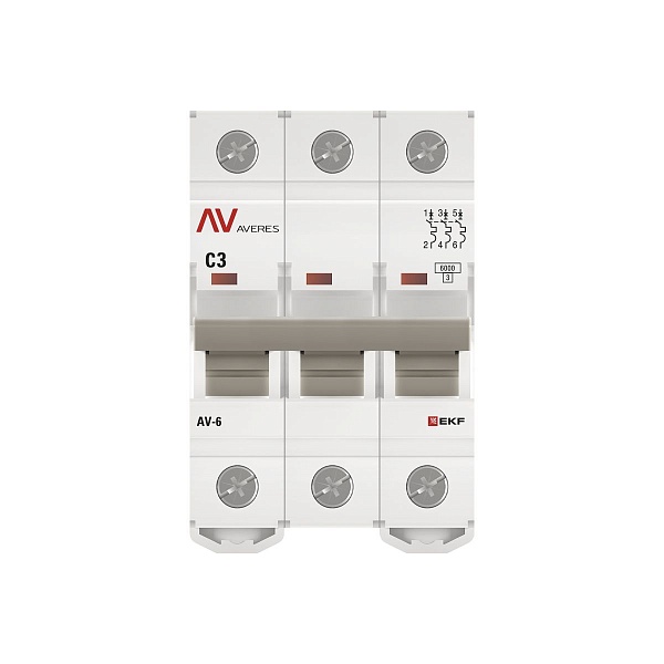 Выключатель автоматический AV-6 3P 3A (C) 6kA EKF AVERES