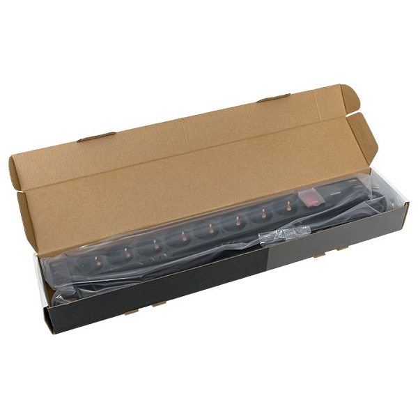 Блок розеток PDU TERACOM PRO 19" 1U 16А/250В 8 розеток Schuko с выключателем шнур питания длиной 2 метра сечение 3x1,5 мм2 вилка Schuko корпус алюминий черный