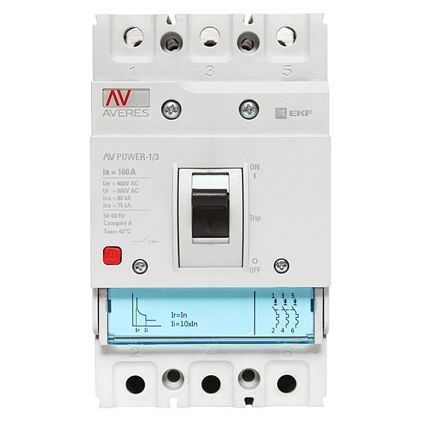 Выключатель автоматический в литом корпусе AV-POWER-1/3 160А 80кА TR EKF