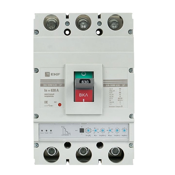 Выключатель автоматический в литом корпусе ВА-99М 630/630А 3P 10In 65кА с электронным расцепителем EKF
