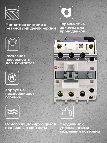 Контактор КМЭп малогабаритный 40А 24В DC 1NO 1NC EKF PROxima