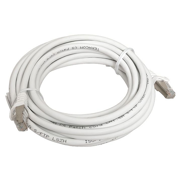 Патч-корд TERACOM CS Cat.6A экранированный S/FTP оболочка LSZH белый (5,0м)