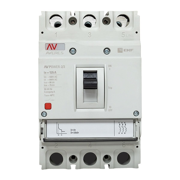 Выключатель автоматический в литом корпусе AV-POWER-2/3 125А 80кА TR EKF