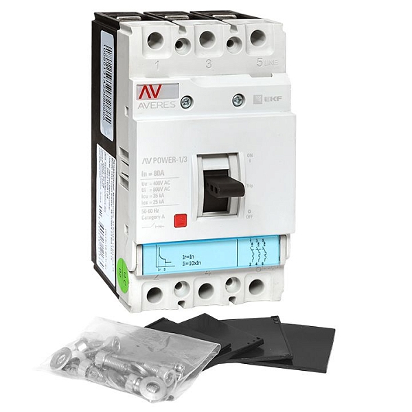 Выключатель автоматический в литом корпусе AV-POWER-1/3 80А 35кА TR EKF