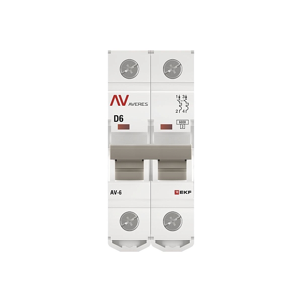Выключатель автоматический AV-6 2P 6A (D) 6kA EKF AVERES