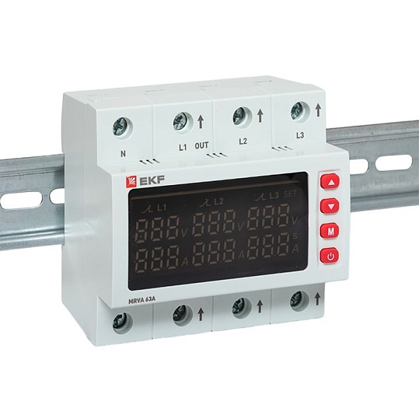 Трехфазное реле напряжения и тока с дисп. MRVA 63A EKF