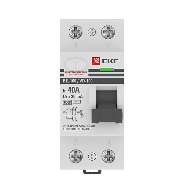 Устройство защитного отключения ВД-100 2P 40А 30мА тип АС эл-мех 6кА EKF PROxima