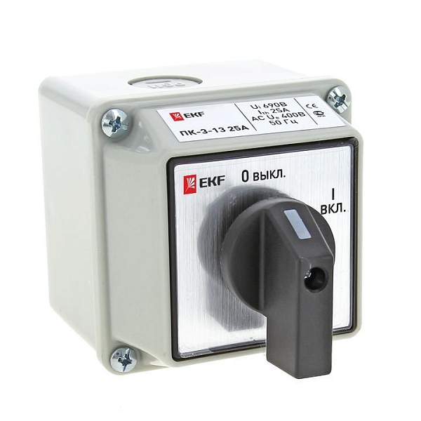 Переключатель кулачковый ПК-3-13 63А 3P "ВКЛ-ВЫКЛ" IP65 EKF PROxima