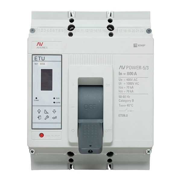 Выключатель автоматический в литом корпусе AV-POWER-5/3 800А 70кА ETU6.0 EKF