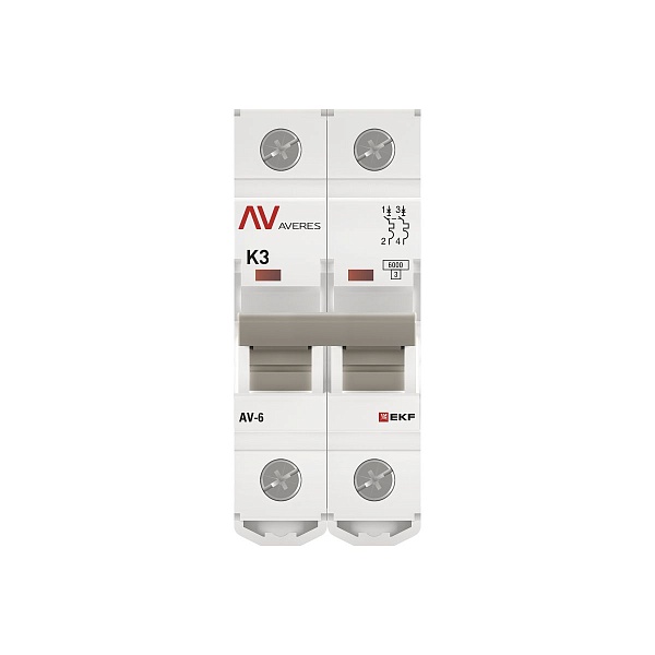 Выключатель автоматический AV-6 2P 3A (K) 6kA EKF AVERES