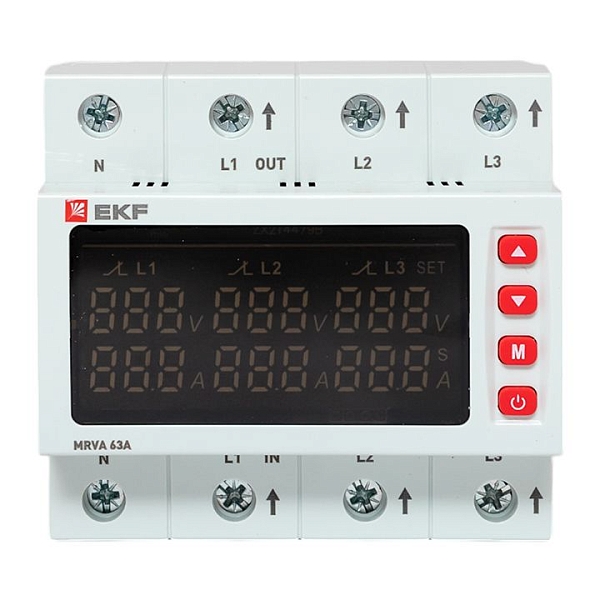 Трехфазное реле напряжения и тока с дисп. MRVA 63A EKF